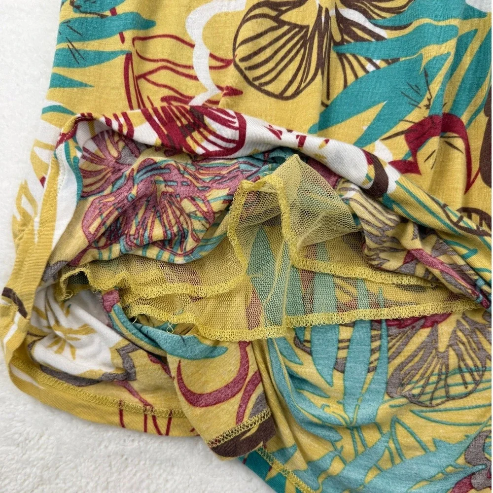 American‎ Rag Cie Asymmetrical Floral Skirt Womens S Yellow Tropical Boho Beach